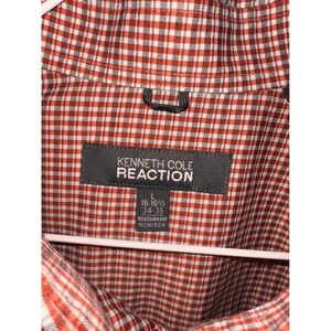 Kenneth Cole Reaction Men's Red Plaid Button Down Shirt Regular Fit Size L